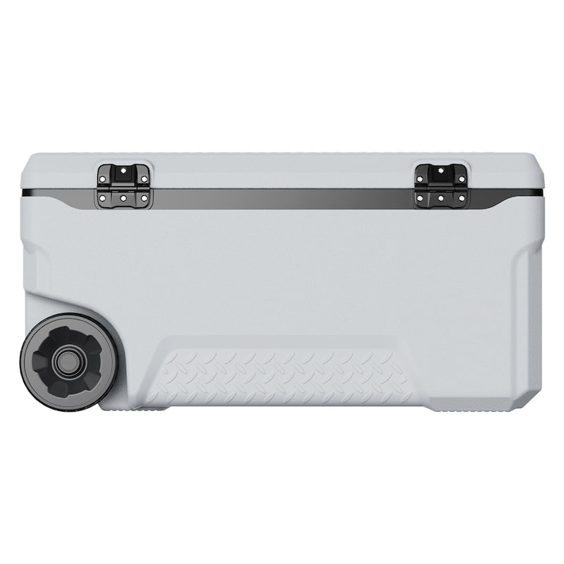 Portable Insulated Cooler with Wheels & Cup Holder for Outdoors