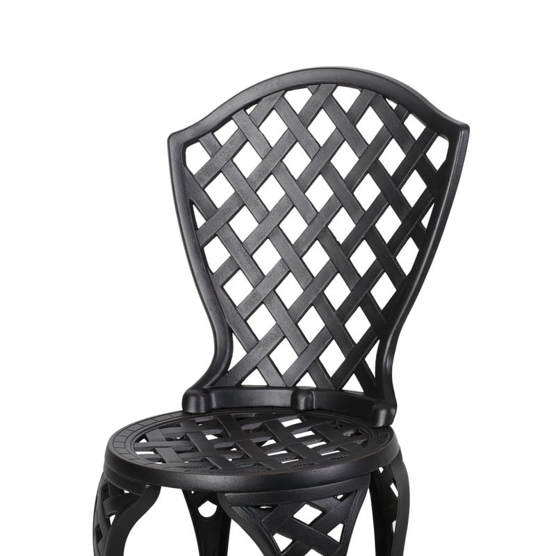 3-Piece Metal Bistro Set - Curved Cast Aluminum Outdoor Table and Chairs