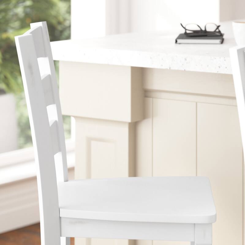 Ladderback Wooden Bar Height Stools with Footrest