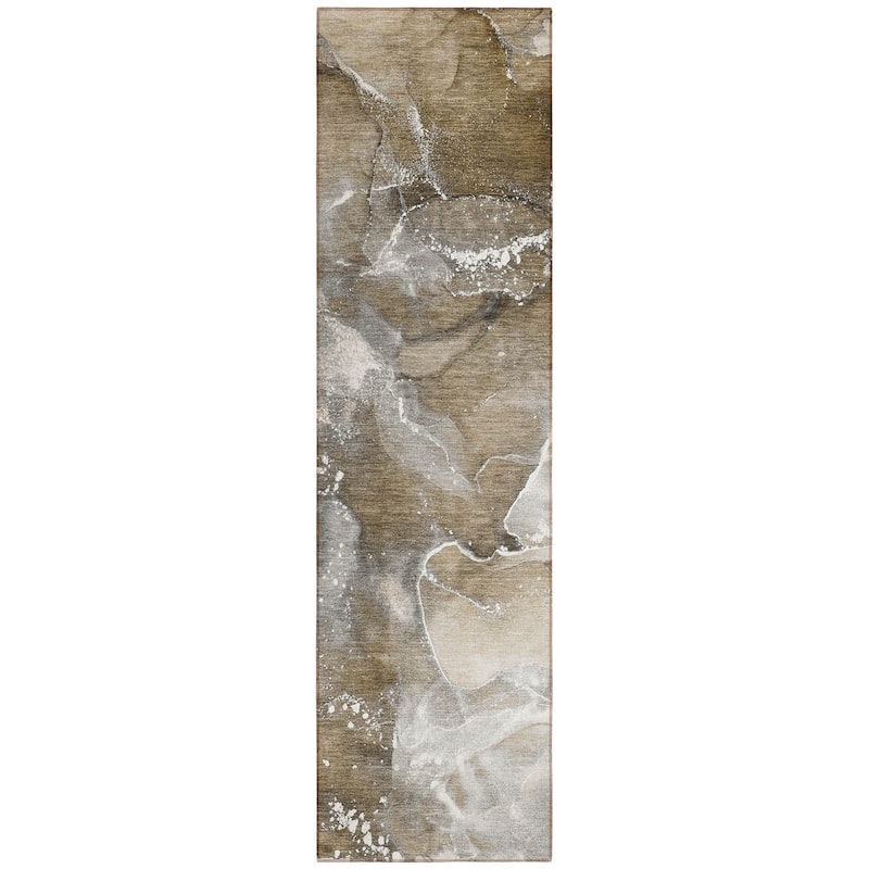Machine Washable Indoor/ Outdoor Abstract Chantille Rug