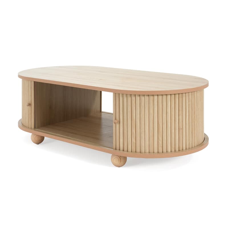 47x23'' Retro Natural Color Storage Coffee Table