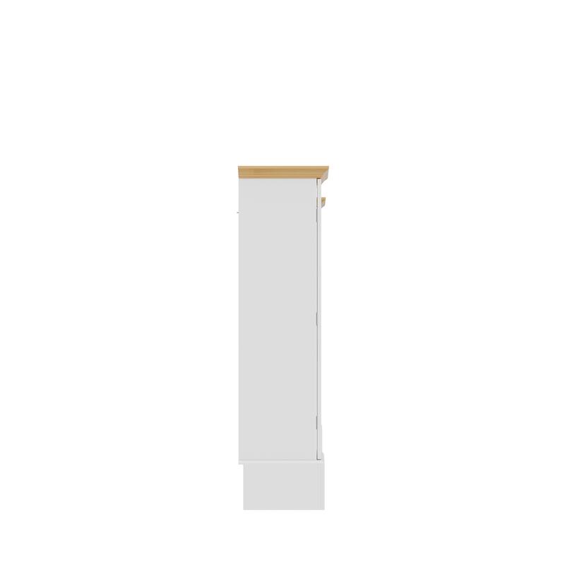Solid Pine Wood Fireplace Mantel Cabinet with Hidden Storage – White Decorative Console
