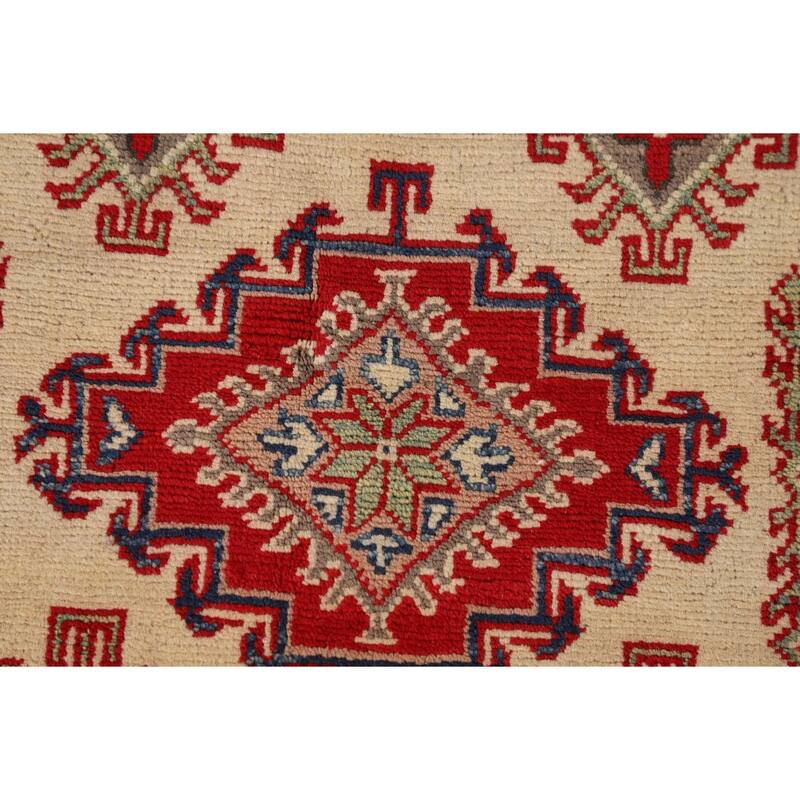 Kazak Accent Rug Handmade Beige Wool Carpet - 3'3"x 5'4"