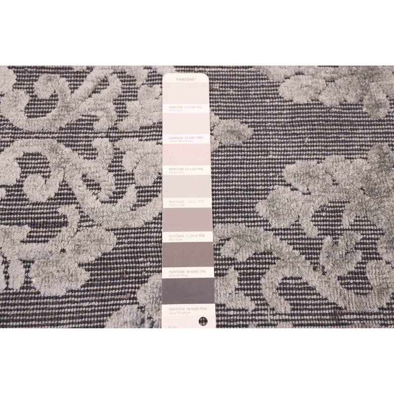 ECARPETGALLERY Hand Loomed Elysian Dark Grey Viscose, Wool Rug - 8'3 x 9'9
