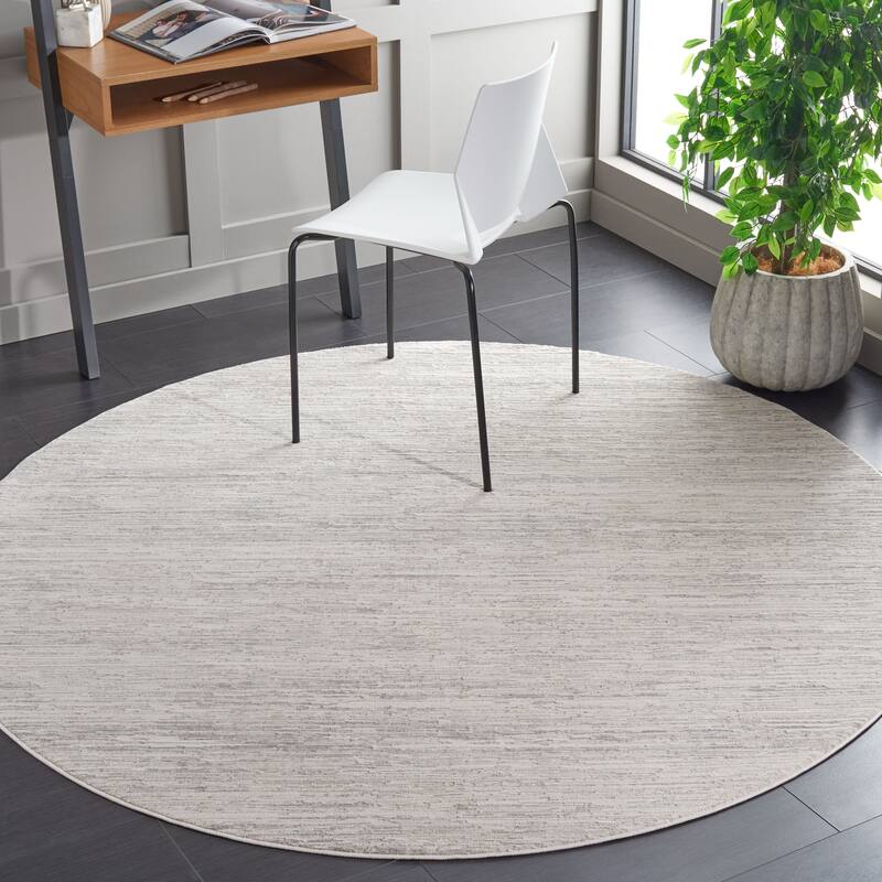SAFAVIEH Diamond Einfrid Modern Abstract Fringe Rug - 6'7" Round - Beige/Grey