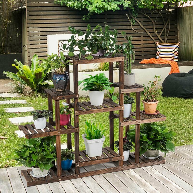 Gymax 6-Tier Flower Wood Stand Plant Display Rack Multifunctional - See Details