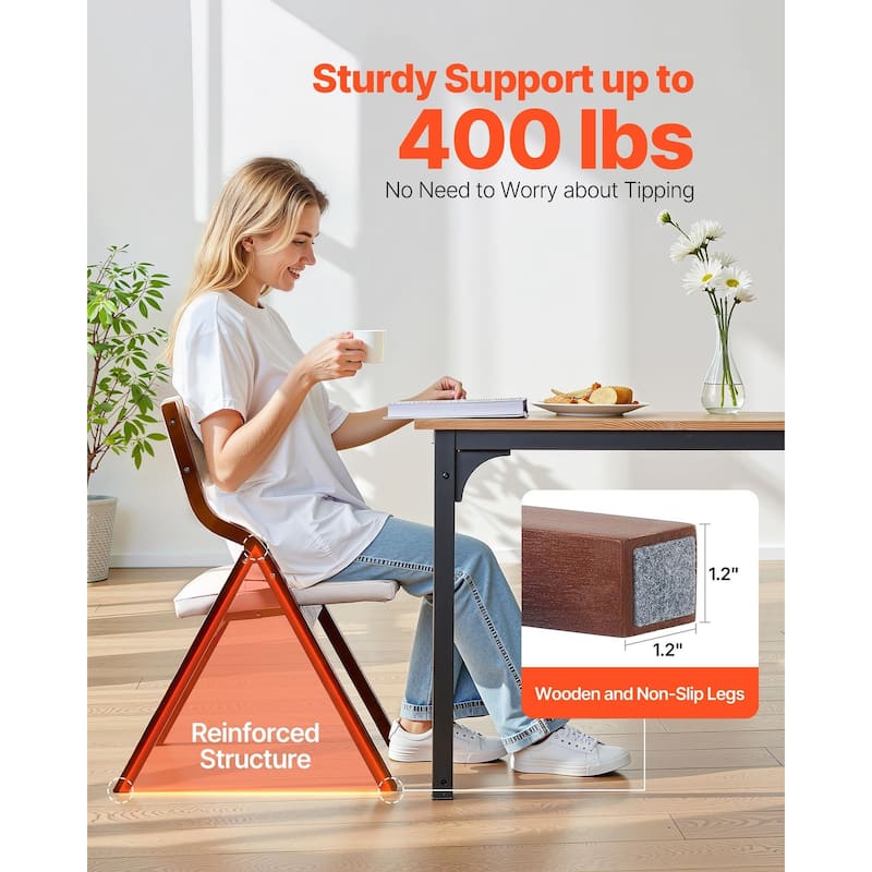 Foldable Wooden Chair with Padded Cushion, Portable Design