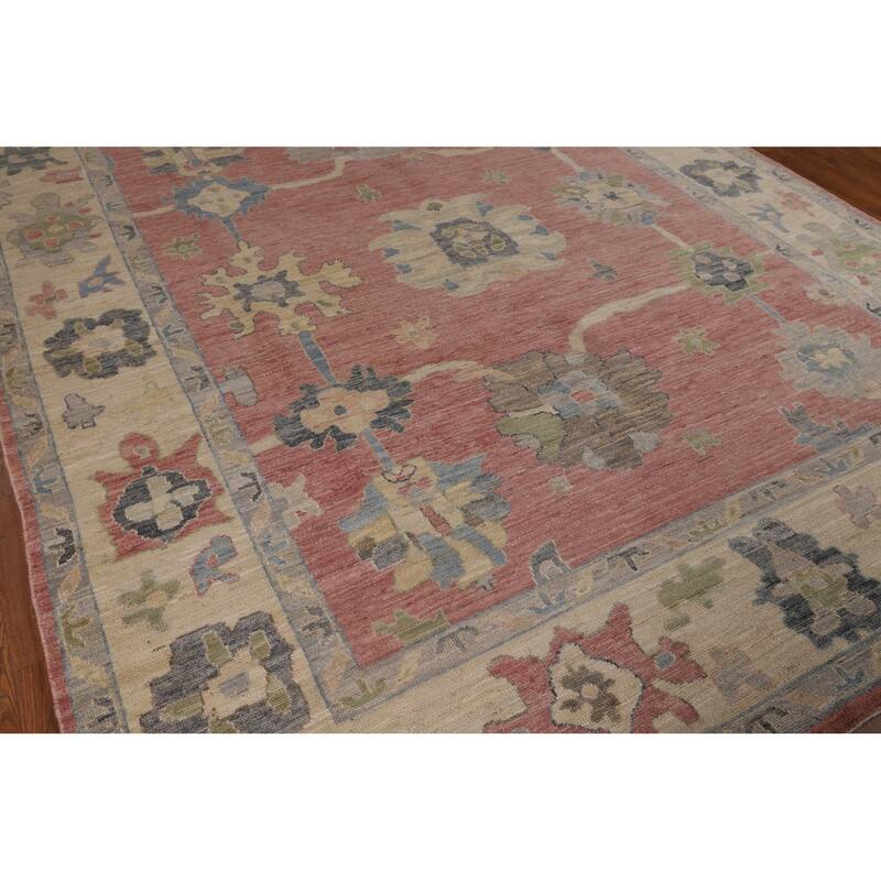 Vegetable Dye Oushak Turkish Area Rug Hand-Knotted Bedroom Wool Carpet - 8'3"x 10'0"