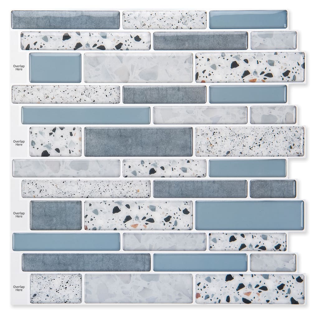Art3d 12"x12" Vinyl Peel and Stick Backsplash Tile (10-Pack) aqua stone look