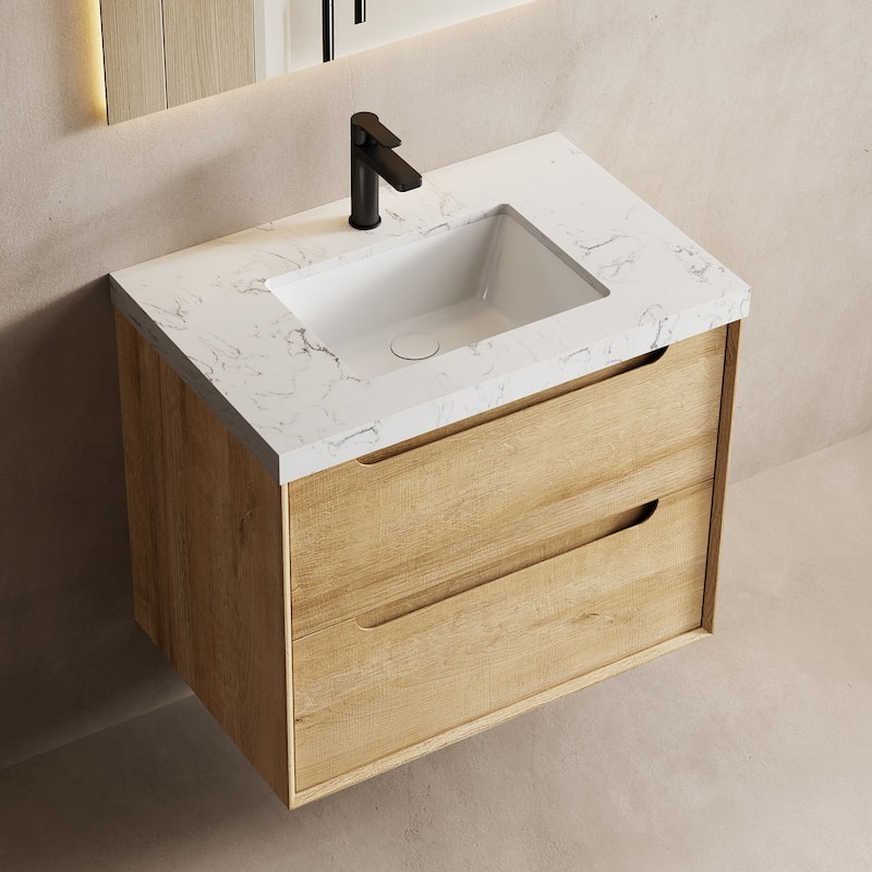 Prismis 24" 30" Wall-Mount Premium Bathroom Vanity with Upgraded Top