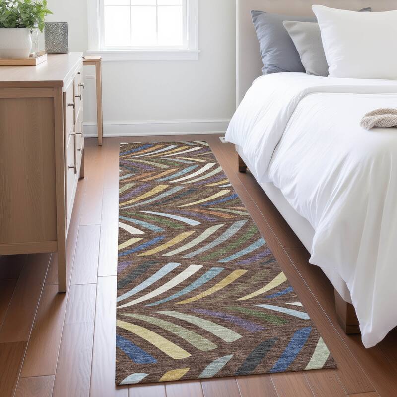 Machine Washable Indoor/ Outdoor Modern Feather Chantille Rug