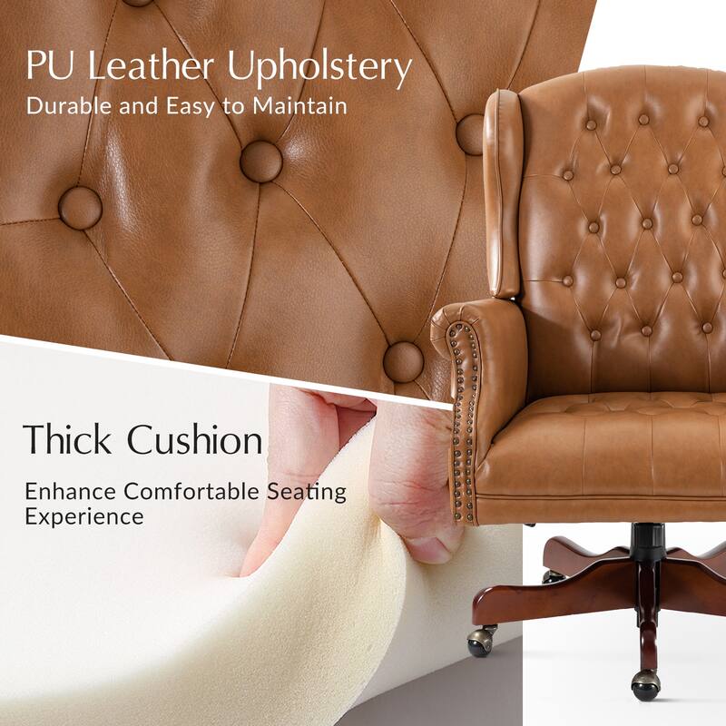 Maximiliano Modern Swivel Executive Chair with Tufted Back by HULALA HOME