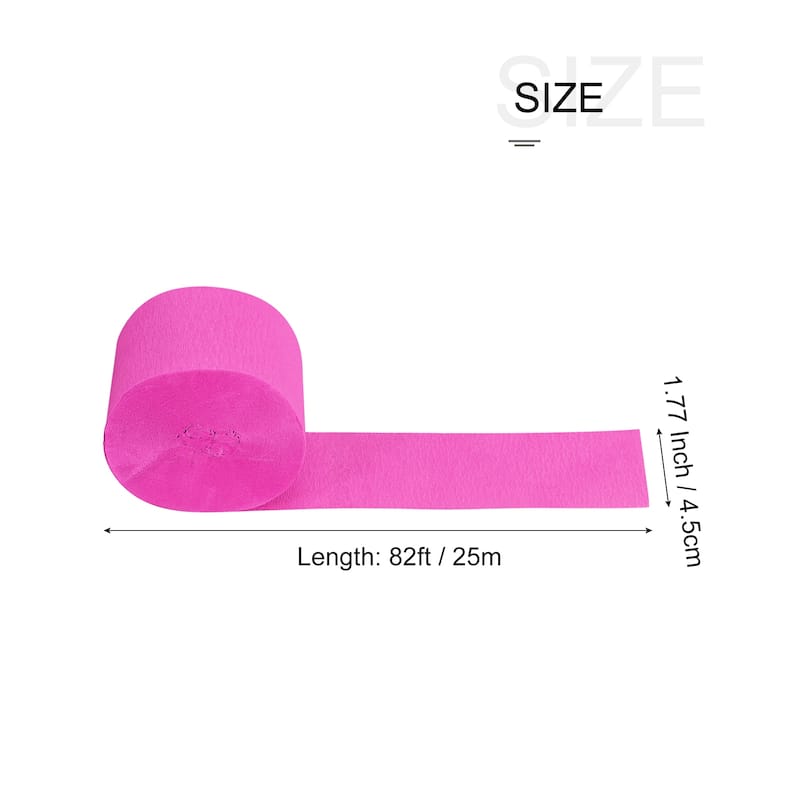 5pcs Crepe Paper Streamer Decoration 82ft Long 1.77 Inch Wide - Fuchsia