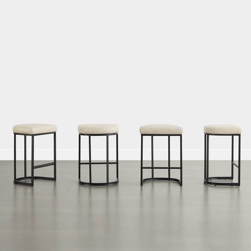 Spruce & Spring Modern Curved Upholstered Bar Stool with Metal Frame