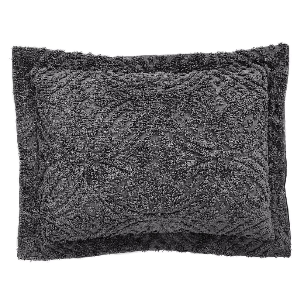 Better Trends Wedding Ring Loop Design Standard Sham 100% Cotton Tufted Machine Washable Tumble Dry