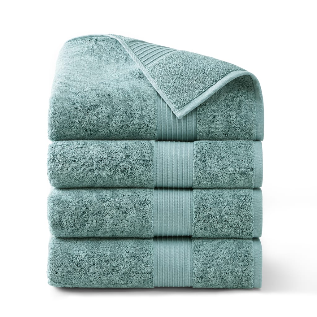 TOWN & COUNTRY EVERYDAY 4-Piece Solid Dobby Border Bath Towel Set - 30"x58"