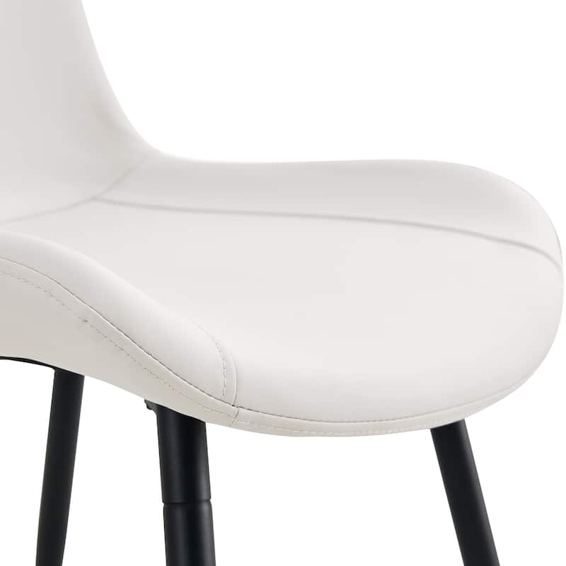 Dining Chairs Set of 6, Modern Armless Kitchen Chairs with Back, Faux Leather Dining Room Chairs with Metal Legs for Home Bistro