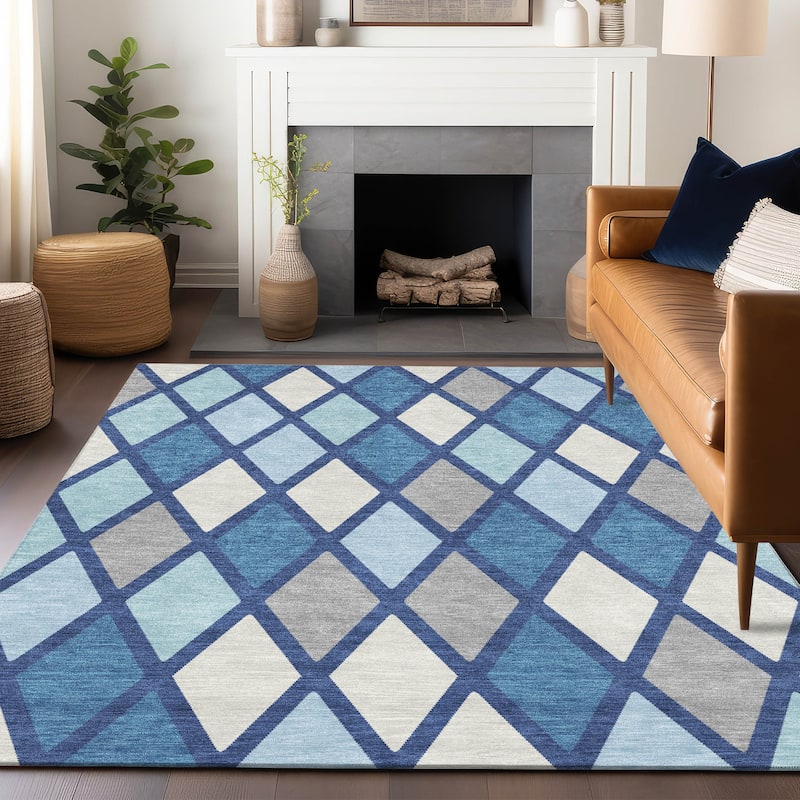 Machine Washable Indoor/ Outdoor Chantille Prism Diamond Rug