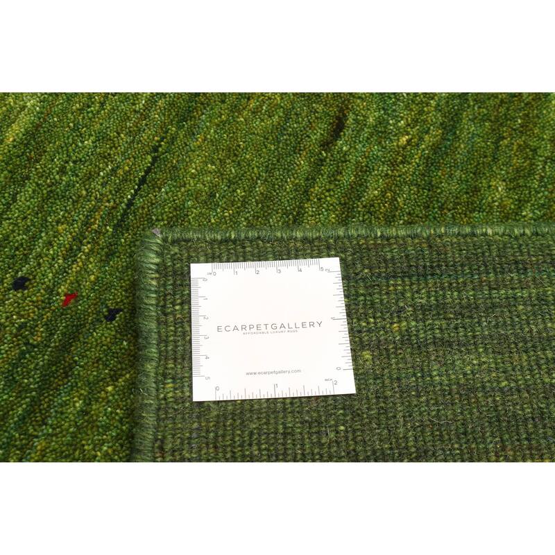 ECARPETGALLERY Hand Loomed Kashkuli Gabbeh Green Wool Rug - 5'0 x 7'10