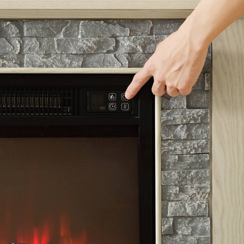 Fireplace TV Stand Faux Stone Media Console Cabinet TVs up to 75