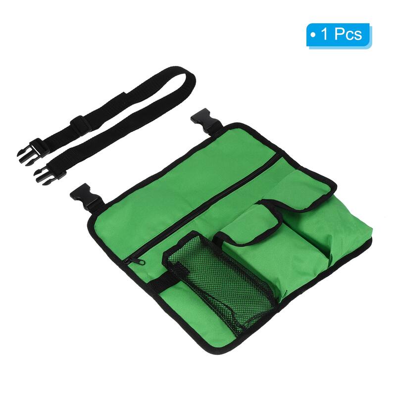 Chair Armrest Organizer, Polyester 4 Pockets Magazine Holder with Straps, Green