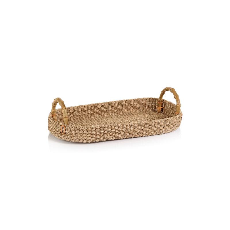 Timor Multipurpose Abaca Tray with Bamboo Handles - Medium