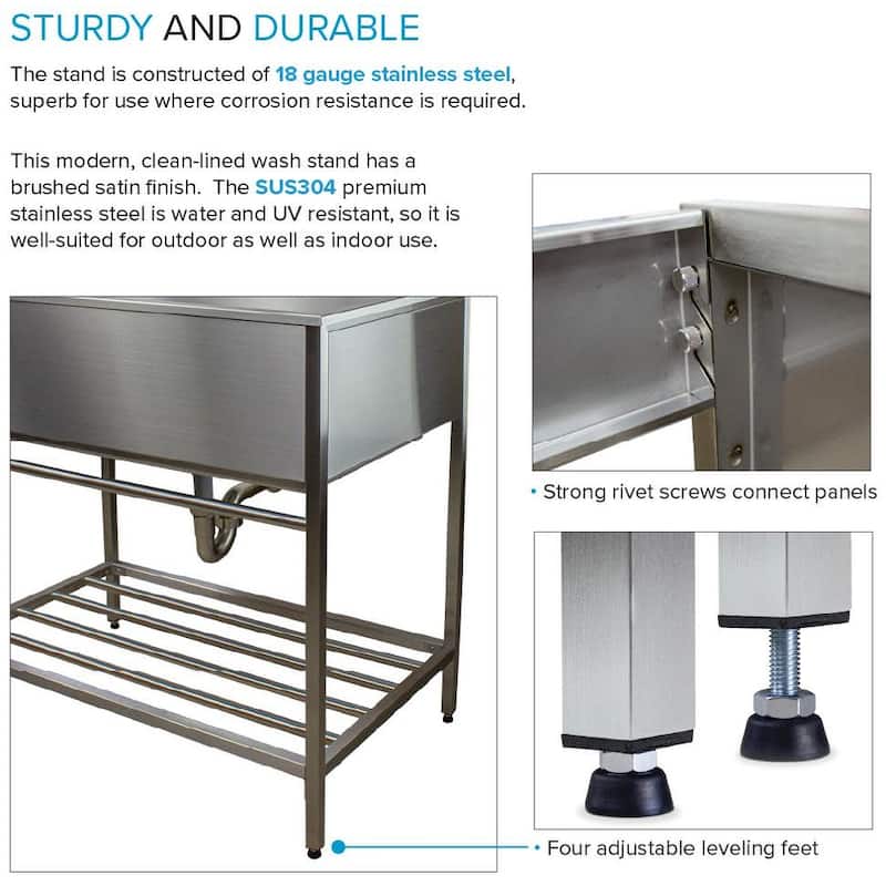 Transolid TRS_TFH-3622 36" Free Standing Single Basin Stainless Steel