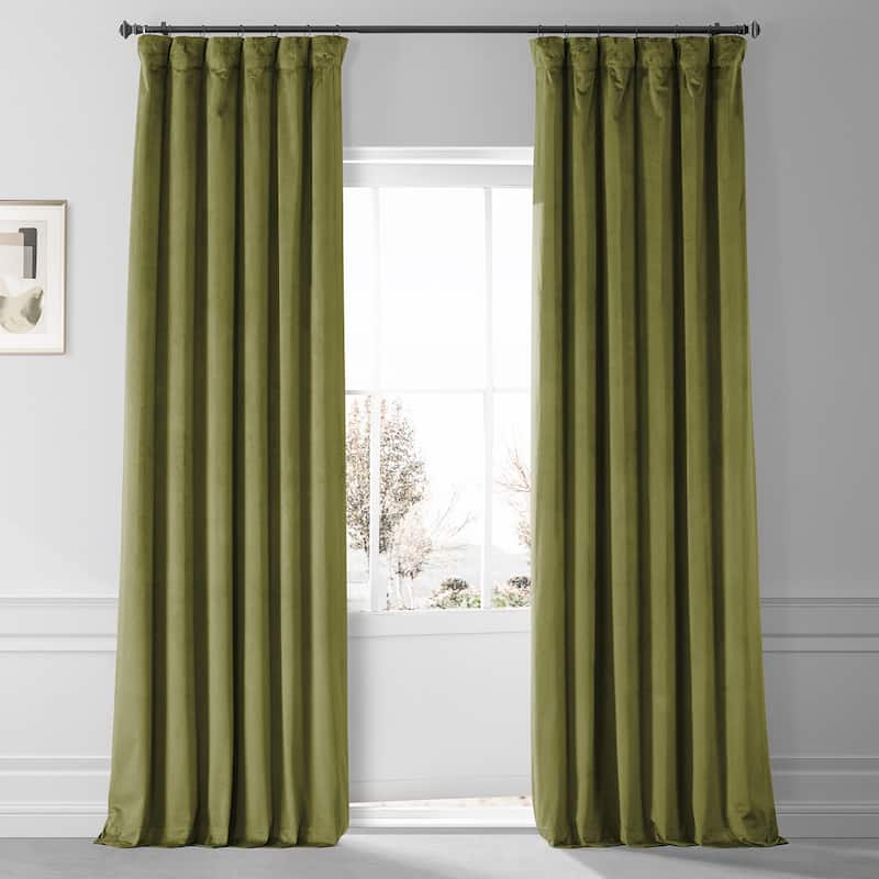 Exclusive Fabrics Signature Plush Velvet Hotel Blackout Curtains (1 Panel) - Luxury Soft Drapery for Light Control & Elegance - 50 X 108 - Jalapeno Green