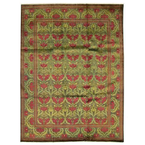 ECARPETGALLERY Hand-knotted Color Transition Green Wool Rug - 9'0 x 11'11