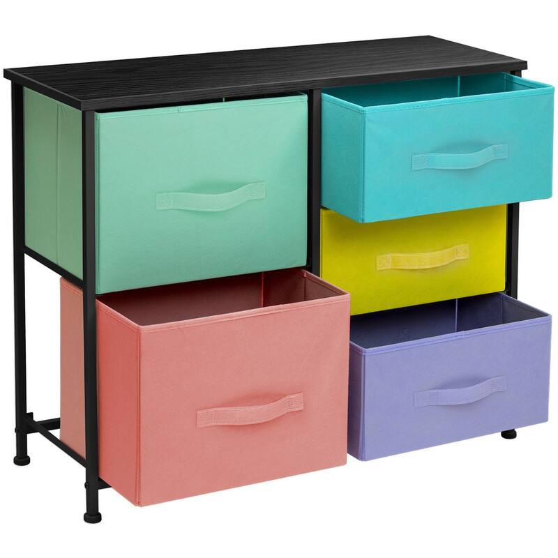 5 Drawer Bedroom Chest Dresser and TV Stand, Pastel Collection