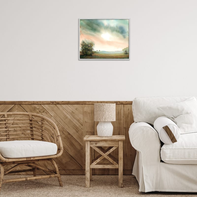 Stupell Sunrise over Pastoral Field Framed Giclee Art Design By Ashley Davis