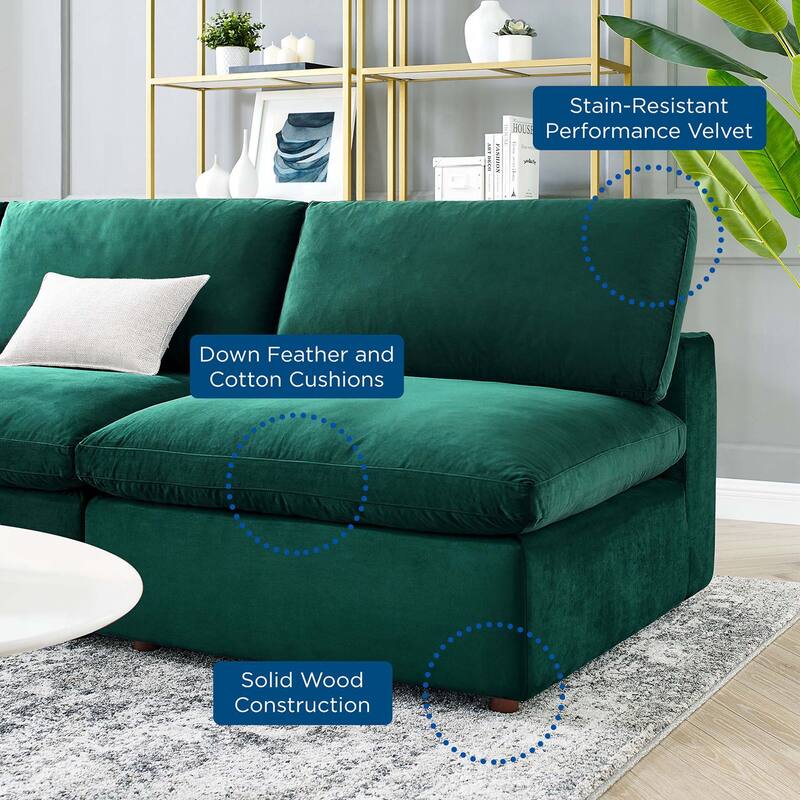 Commix Down Filled Overstuffed Velvet 5-Piece Sectional Sofa