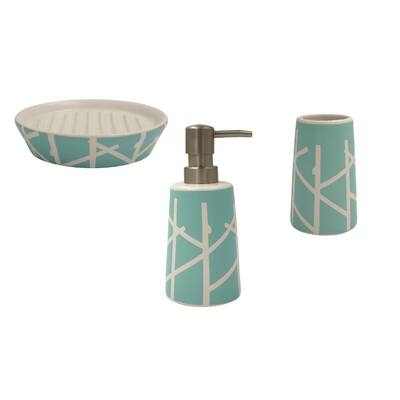 3-Piece Countertop Accessories Set MSV France Tree Turquoise