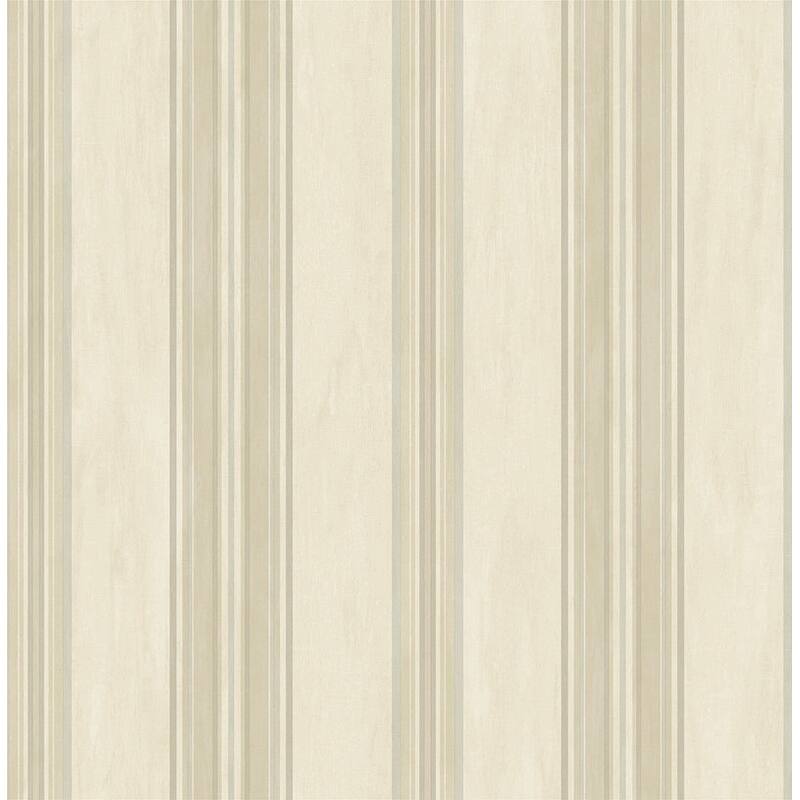 Seabrook Designs Giovo Stripes Unpasted Wallpaper - 20.5 in W x 33 ft. L - Metallic Cream & Greige