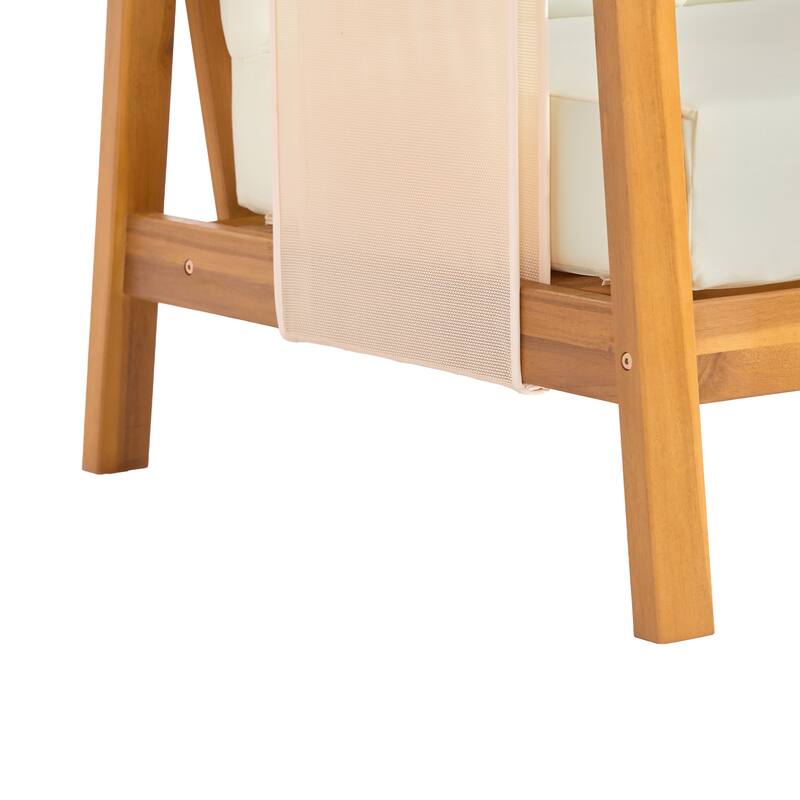 Christopher Knight Home - Outdoor Acacia Wood Club Chair with Water-Repellent Cushions and Textilene Accents