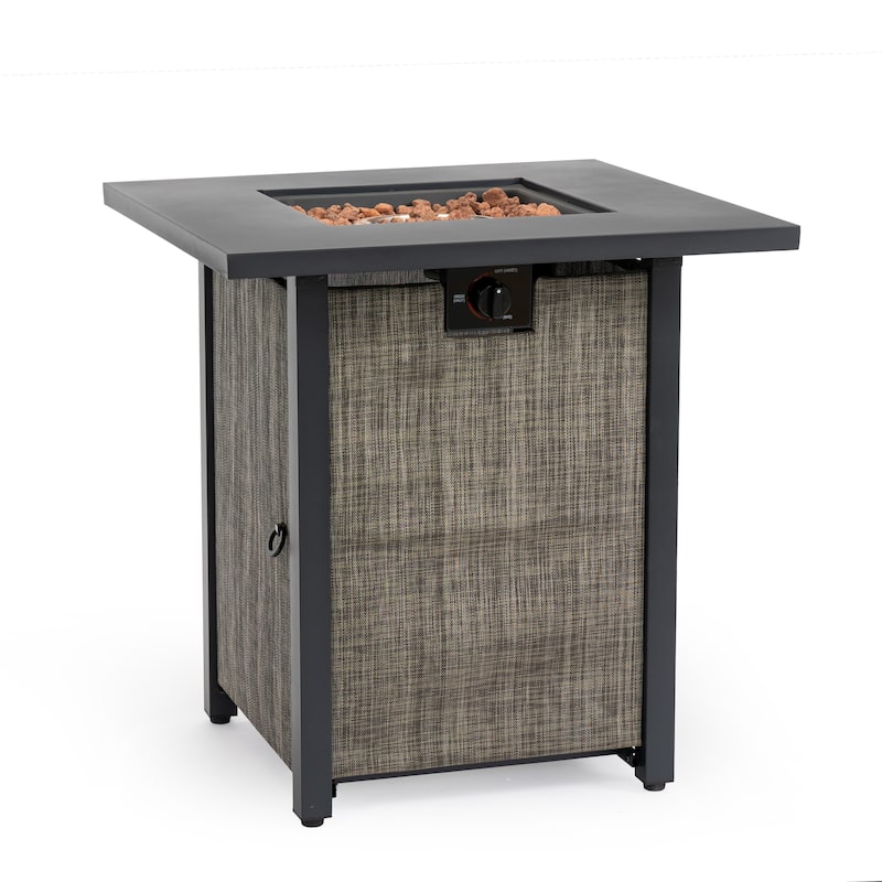 28" Propane Square Steel Gas Fire Pit with 50000 BTU