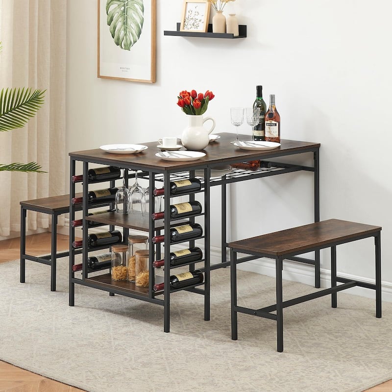 Kitchen Table with 2 Benches for 4