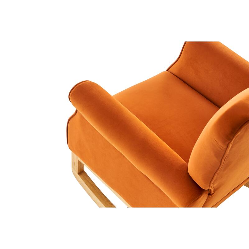 Velvet Nursery Rocking Chair with High Back and 250lb Capacity