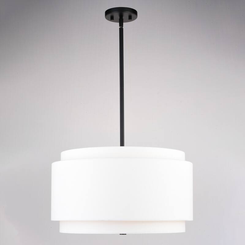 Burnaby 4 Light Mid-Century Modern Drum Pendant White Linen - 20.5-in W x 15.75-in H x 20.5-in D