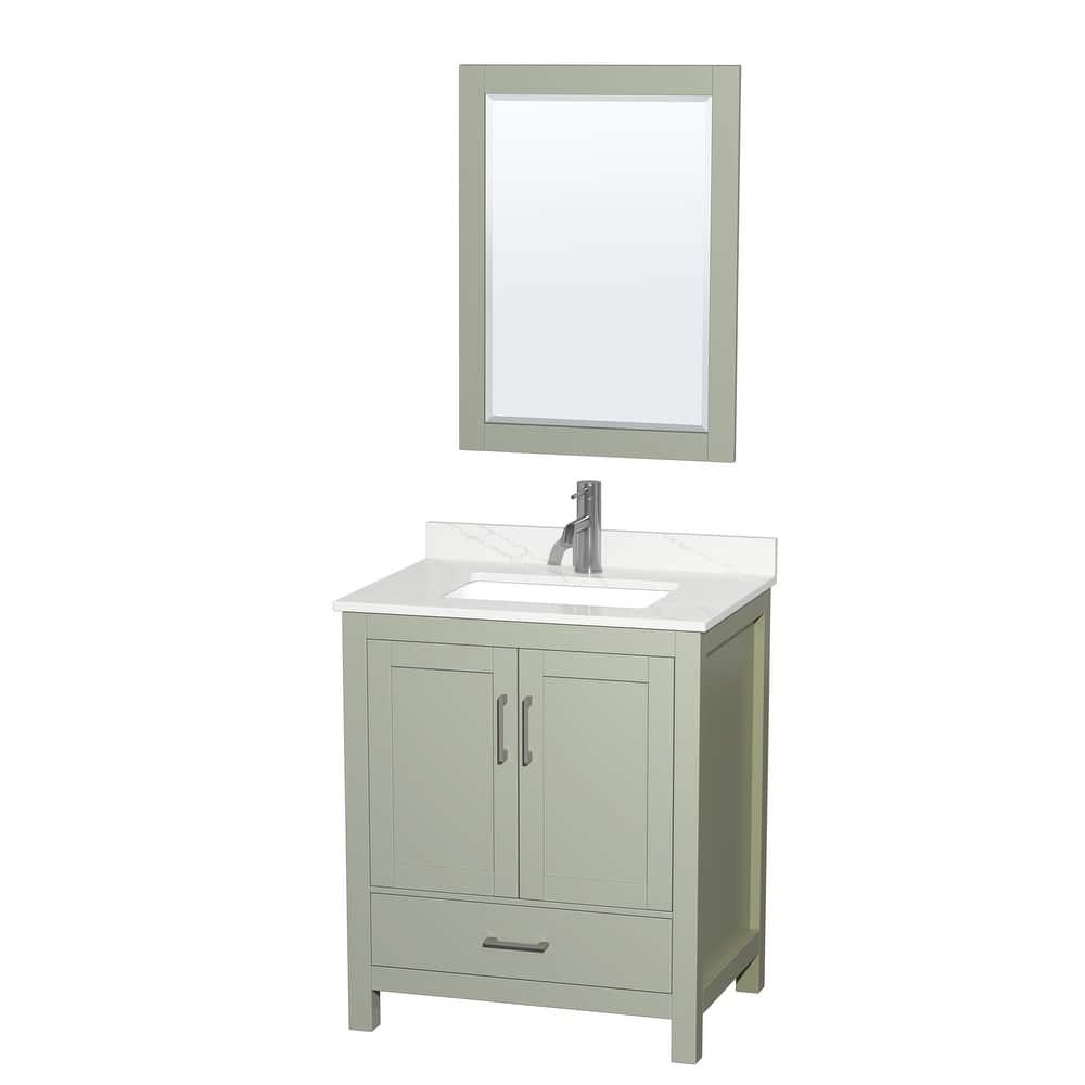 Sheffield 30-inch Single Vanity, Single Hole Quartz Top,24-inch Mirror