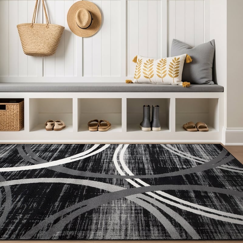 World Rug Gallery Contemporary Abstract Circles Design Area Rug