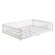 preview thumbnail 3 of 6, Simple Lodge Design Twin Size Platform Bed,Solid Pine Wood Bed Frame with Fence,Safety Guardrails with Door