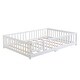 preview thumbnail 3 of 3, Twin Size Robust Construction Floor Bed with Door, Wood Frame and Fence, Suitable for Children, White