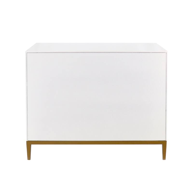 Pasargad Home Pearl Wood Nightstand with Metal Frame