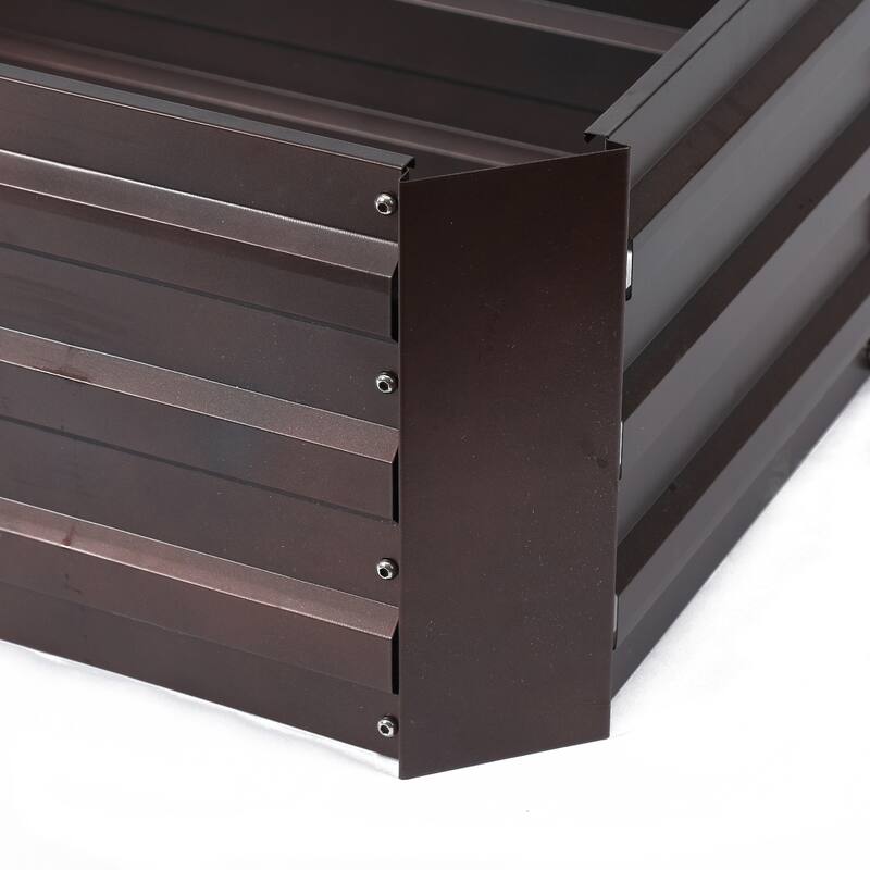 Brown Metal Rectangular Garden Bed Planter - 32" W x 20.2" D x 11.8" H