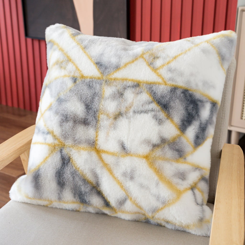 Faux Rabbit Fur Printed Pillow