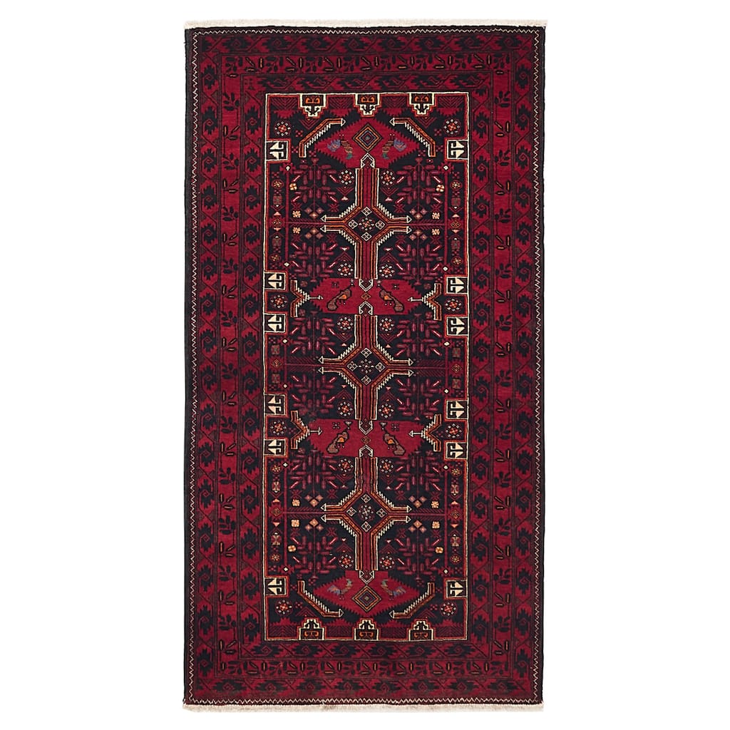 ECARPETGALLERY Hand-knotted Teimani Black, Red Wool Rug - 3'5 x 6'8