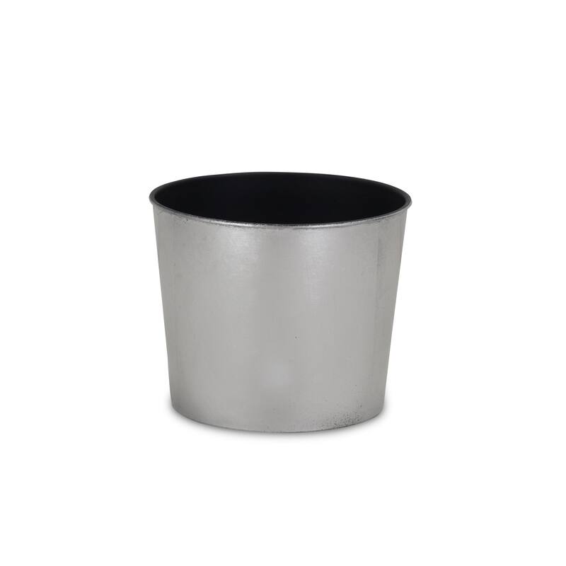 HomeRoots 7" Silver Recycled Plastic Indoor Outdoor Round Pot Planter