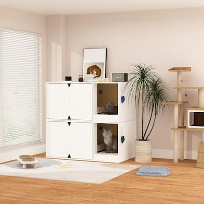 Quality-Constructed Pet Furniture with Private Litter Box Compartment