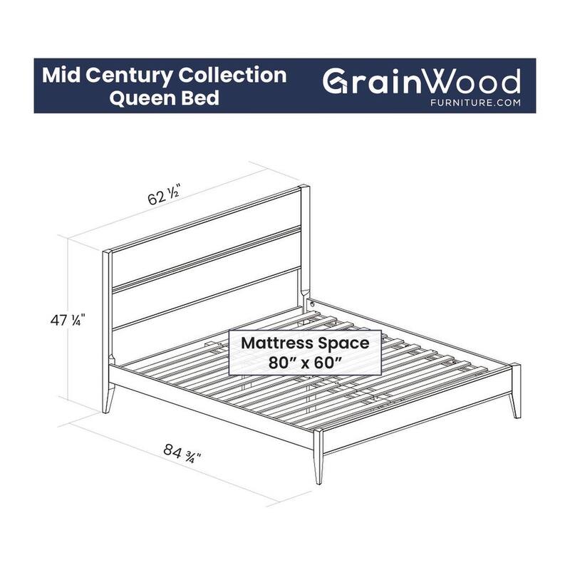 Grain Wood Furniture Mid Century Panel Bed